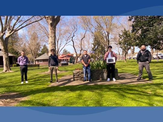 From left to right: Nathan Candler, David Story, Andres Rivera, Tony Jang and Dr. Mohamed Salem